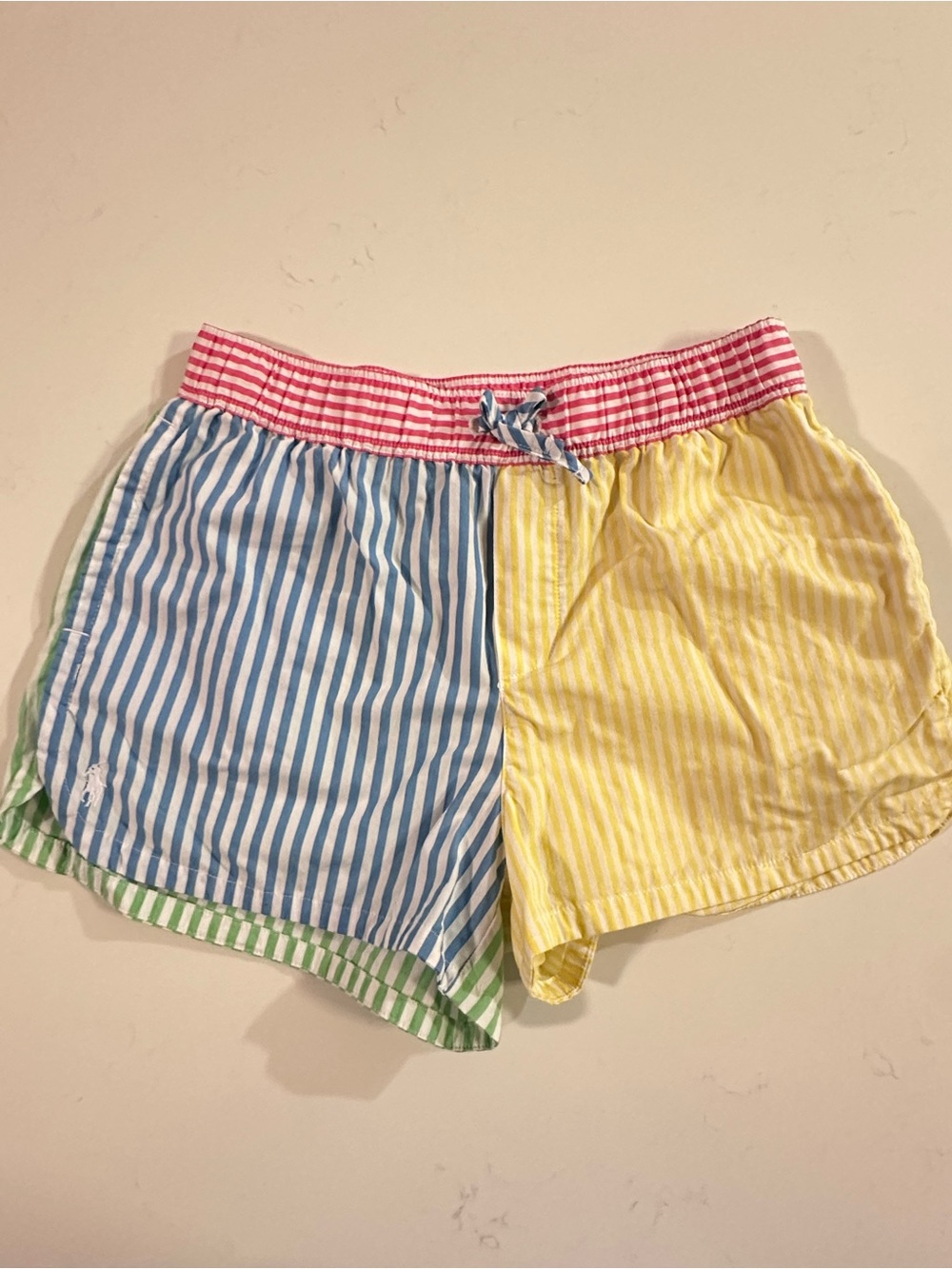 Boys Polo Ralph Lauren Striped Bright Colored Swim Trunks Sz 8 Preppy Vacation